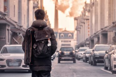 man, street, vehicle, road, building, go, people, rear view, automotive, city, chimney, alley, man, people, people, people, people, people